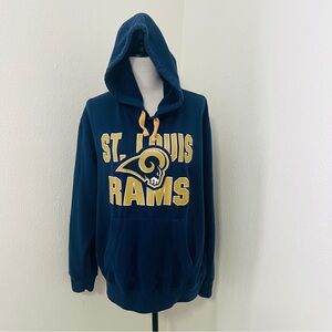 NFL St. Louis Rams Men’s Large Graphic “St. Louis Rams” Navy & Tan Hoodie EUC